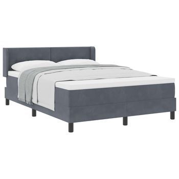 Cama Tipo Box Spring Manual Gris Oscuro 190 X 140 Cm Terciopelo Vidaxl