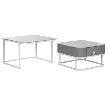 Mesa Centro Set 2 Piedra Sinterizada 70x70x45