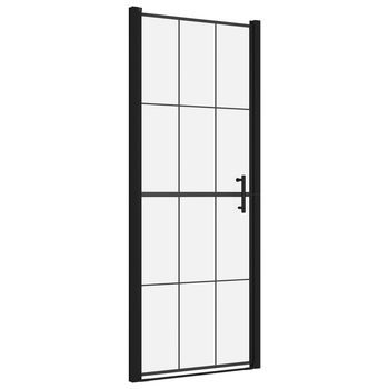 Puerta De Ducha De Vidrio Templado Negro 91x195 Cm Vidaxl