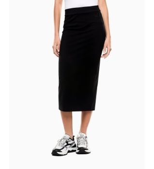 EA7 para mujer. 7W000963_AF12484 Falda larga en punto elástico negro (S), Algodón, Clásico