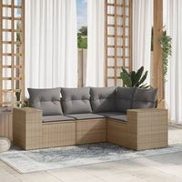 conjunto de sofas jardin con cojines 4 uds  mueble jardin mesa y sillas ratan sintetico beige cfw890768