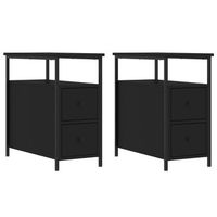 pack 2 uds mesitas de noche mesilla madera de ingenieria negra 30x60x60 cm