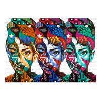 papel pintado 3d - colorful faces 350x245 cm