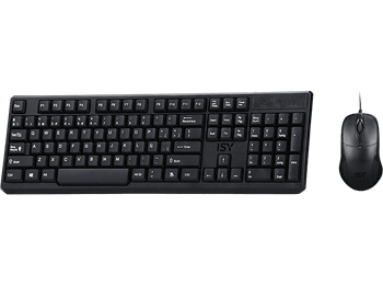 Pack Teclado + Ratón - ISY IDE-2000-ES, Con cable, USB, QWERTY Español, Negro