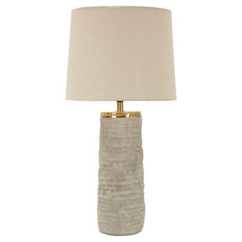 Lámpara De Mesa De Resina Beige Con Detalles Dorados Cm Ø 37x73