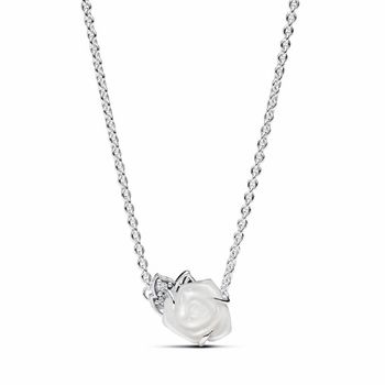 Collar Pandora de Rosa Blanca en Flor