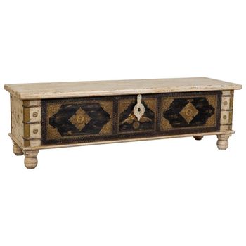 Baúl de madera artesanal beige 150x45x45 alt. Cm
