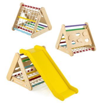 Juguete De Escalada Para Niños Pequeños, Estructura Triangular 4 En 1 Con Rampa, Multicolor
