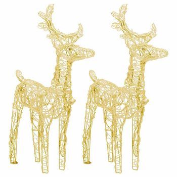 Renos De Navidad 2 Unidades 80 Led Blanco Cálido Acrílico Vidaxl