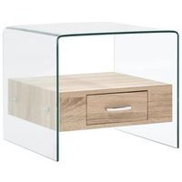 mesa de centro con cajon vidrio templado 50x50x45 cm vidaxl