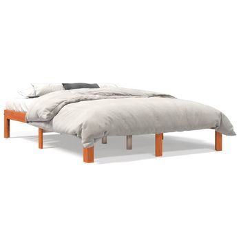 Estructura De Cama Sin Colchón Madera Maciza Marrón 135x190 Cm Vidaxl
