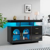 aparador con luces led - mueble de salon - tablero de particulas - negro 120x40x80cm