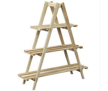 Outsunny estantería para plantas plegable de madera soporte para macetas de 3 niveles con marco en a para exteriores interiores salón jardín balcón 100x36x112 cm natural