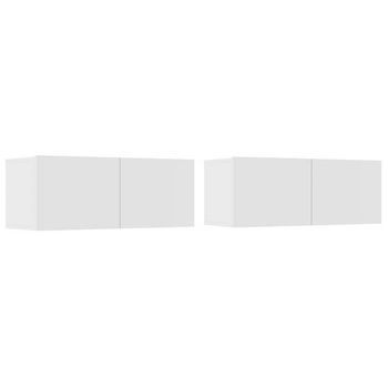 Pack 2 Uds Muebles Para Tv | Mueble De Salón | Mesa De Tv Madera Contrachapada Blanco 80x30x30 Cm