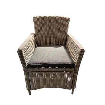 Sillón De Ratán Sintético Y Acero Chillvert Turin 65x68,5x93,5 Cm Con Cojín Antracita