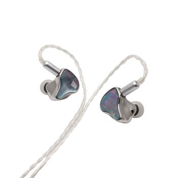 Auriculares de monitoreo intrauditivos HeartField CU8 Quad-BA con cable OFC desmontable plateado y sintonización neutra Harman