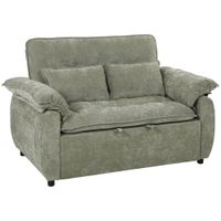 homcom sofa cama 2 plazas sofa cama 3 en 1 de terciopelo 137 cm respaldo ajustable asiento amplio 2 cojines verde   aosom espana