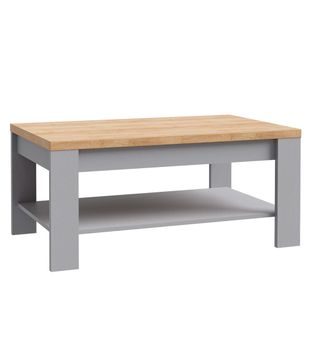 Mesa centro con revistero gris claro y roble riviera