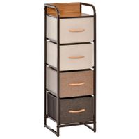 comoda de tela 31x29x99 cm crema cafe y marron