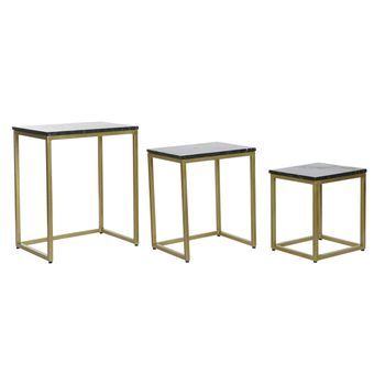 Mesita Auxiliar Set 3 Marmol Hierro 50x35x60 Negro