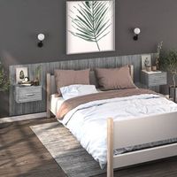 pack 2 uds mesita de noche  mesa auxiliar  mesilla de pared color gris sonoma cfw66212