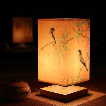 Lámpara de mesa de madera de estilo chino Vintage, pintura de paisaje Retro, lámpara de escritorio, luces para decoración de habitación, personalidad al lado de la lámpara