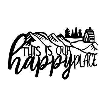 Decoración Pared De Metal This Is Our Happy Place Negro 68x1.5x40 Cm