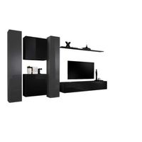 conjunto de muebles de salon mural switch vi de diseno en colores negro y gris brillante