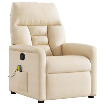 Vidaxl Sillón Reclinable De Masaje Tela De Microfibra Beige