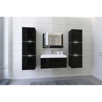conjunto de muebles de bano negro coleccion owl 2 columnas mueble bajo lavabo lavabo de 80cm