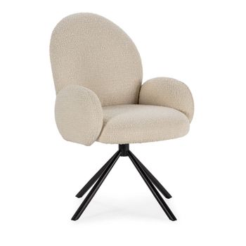 Silla de oficina de tela rizada y metal - beige