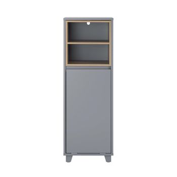 Armario de suelo para baño con 2estante y 1 cesto para ropa sucia