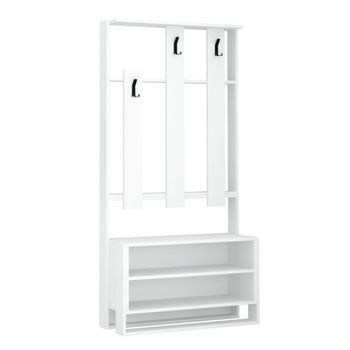Mueble de entrada 3 estantes y 3 ganchos h180 cm - blanco