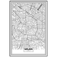 panorama cuadro metacrilato enmarcado mapa de ciudad milan 50x70 cm