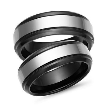 Anillos de boda de tungsteno negro robusto
