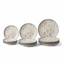 vajilla completa 12 piezas ceramica stoneware para 4 personas vajilla leiria monaco brillo floral apta