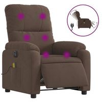 sillon reclinable de masaje electrico tela de microfibra marron vidaxl
