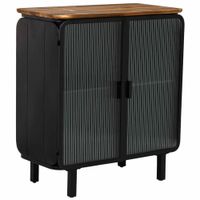 vitrina de metal madera y vidrio 2 puertas 72x37x81h cm - negro