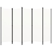 biombo separador de ambientes 5 paneles 250 x 180 cm en tela blanca y hierro dec030945