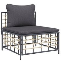 conjunto de salon de patio con cojines mimbre de poliester antracita