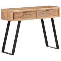 mesa consola de madera de acacia bordes naturales 100x35x76 cm vidaxl