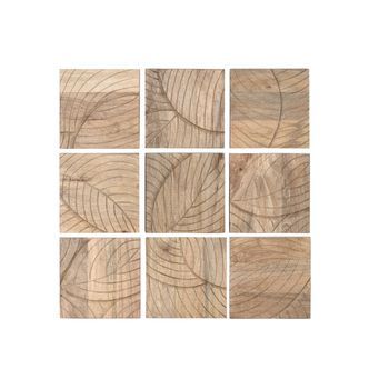 Decoracion Pared Set 9 Mdf Mango 90x3x90 Hojas