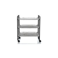 carrito auxiliar plegable bauhaus negro con ruedas r 3 niveles y 3 posicionespino envejecido