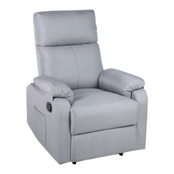 Ecode® Sillón Relax Reclinable Manual Con Tela Lavable, Calor Lumbar Y Usb | Modelo Eco-8582h | Color Gris