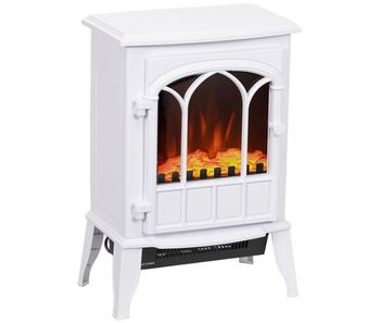 Homcom chimenea eléctrica de pie 1000w/2000w chimenea decorativa con ventana efecto de llama temperatura ajustable y protección sobrecalentamiento para 15-30 ㎡ 39x23x56,5 cm blanco