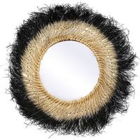 espejo de pared - diseno redondo boho bali 60 cm - bioe madera natural