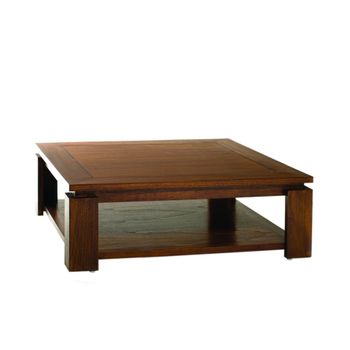 Mesa de centro cuadrada de madera de mindi de 90 cm