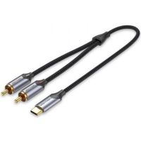 cable conversor vention bguhg usb-c a 2 rca 15m gris cancelacion de ruido alta fidelidad