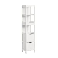 armario alto de bano con 3 estantes y 2 cajones mdf blanco