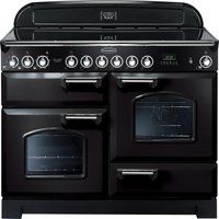 rangemaster classic deluxe 110 electric ceramic range cooker - black  chrome black